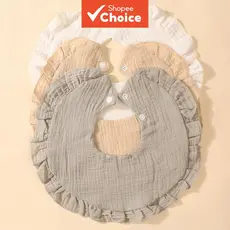 Doce Cor Algodão Gaze Babadores Do Bebê Guarnição De Renda Para Bebês Meninos Meninas Acessórios Cachecol Conjunto Bonit
