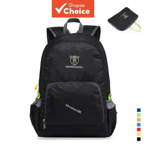 Mochila dobrável à prova d'água leve, bolsa esportiva portátil multifuncional para atividades ao ar livre, trilhas e
