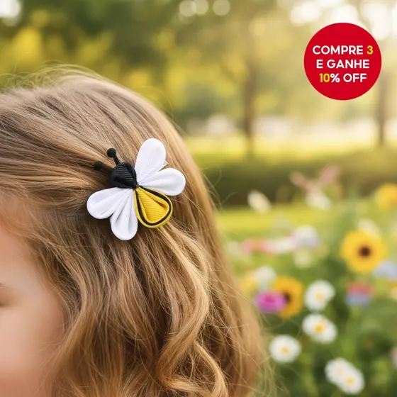 Conjunto de 2 Presilhas de Cabelo com Laço de Abelha para Meninas Bebês com Suporte Jacaré para Acessórios do Festival