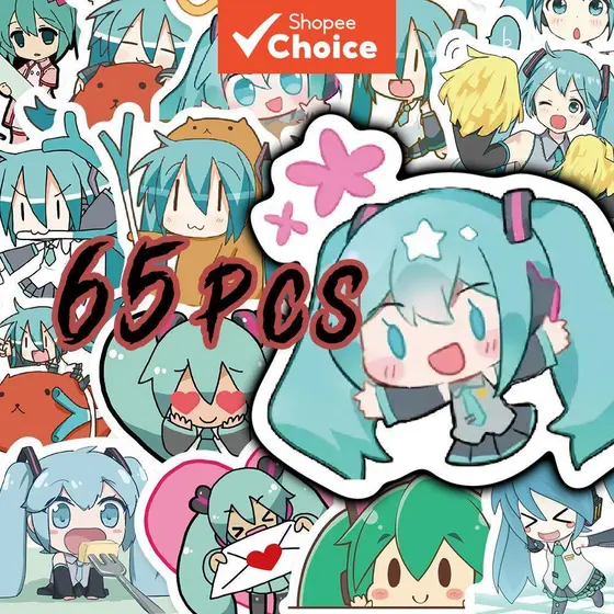Adesivos Hatsune Miku Emoji , 65 Unidades De Fofos , Adesivo Escolar Estético À Prova D'água Para Mesa De Capacete
