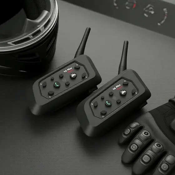Capacete de Moto Bluetooth V6 Plus com Intercomunicador, Fones de Ouvido, 1500m à Prova d’Água, Bateria de Longa
