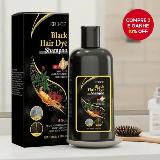 Shampoo Hidratante e Reparador Profundo com He Shou Wu, Escurecedor de Cabelo, 100ml