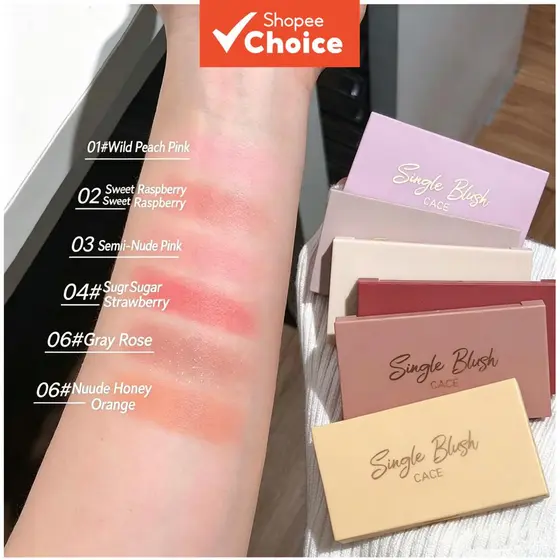 CACE blush em pó de brilho suave, 6 unidades, baixa saturação, paleta expansível, cor única rosa, Moonlight Castle