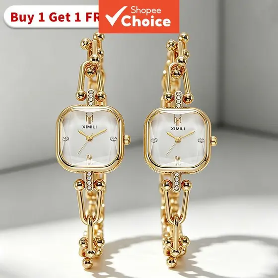 Novo Relógio Feminino Com Pulseira De Quartzo-O Presente Perfeito , De Ouro vintage , jam tangan