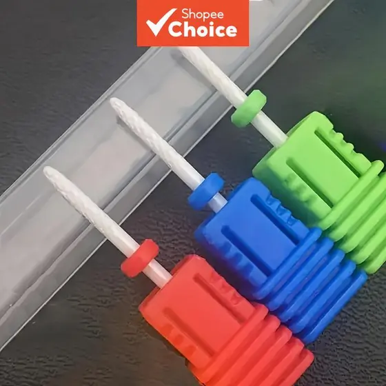 Kit 3 peças broca de cerâmica para unhas pequena, fresa para aparelho elétrico de manicure e pedicure, acessórios para