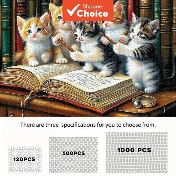 Quebra-Cabeça De Gatos Fofos , 1200/500/1000 Unidades : Sala De Aula Happy Kitty , Alto Desafio , Diversão Final