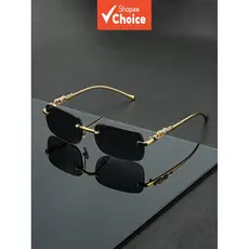Óculos De Sol De Alta Qualidade Sem Aro Da Moda , UV400 Para Todas As Estações , Presente Unissex Elegante