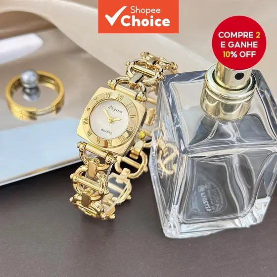 Moda Elegante Quadrada Feminina E Pulseira De Relógio De Quartzo