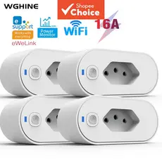 Dispositivo De Segurança Elétrica 16A Ewelink WiFi Tomada Inteligente Sem Fio Funciona Com Alexa Para Google