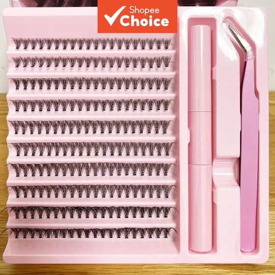 Kit De Extensões De Cílios DIY (200 Unidades)-Clusters Individuais Mistos 20D/30/40D , Ligação E Vedação Profissional Co