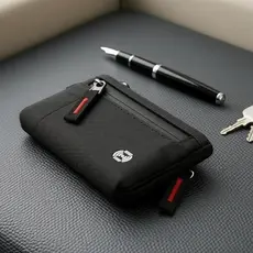 Carteira Masculina Minimalista Antifurto RFID, Impermeável, Porta-Moedas com Zíper e Múltiplos Compartimentos