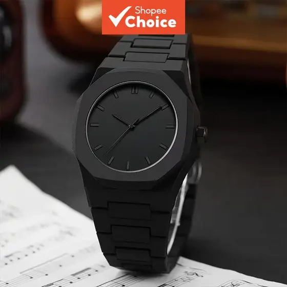 Relógio Digital Octógono Clássico Para Homens , Quartzo , Escala Simples , Mostrador , Pulseira De Couro , Joias De Negó