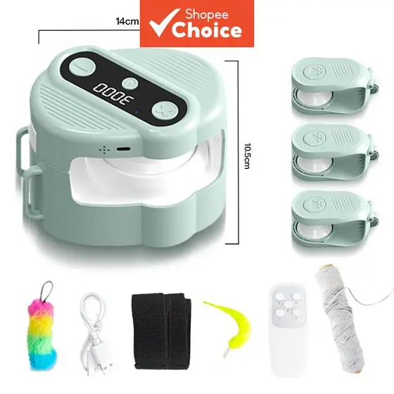 Brinquedo Interativo para Gato com Controle Remoto e Múltiplos Modos Automáticos de Varinha com Pena em Movimento para