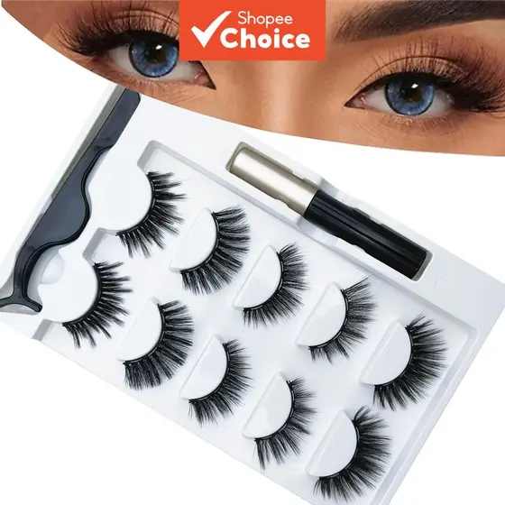 Cílios Postiços Magnéticos 8D , 5 Pares , Ímã Forte , Sem Cola , Depilador Grosso Artesanal Para Mulheres , Barbeador Fa