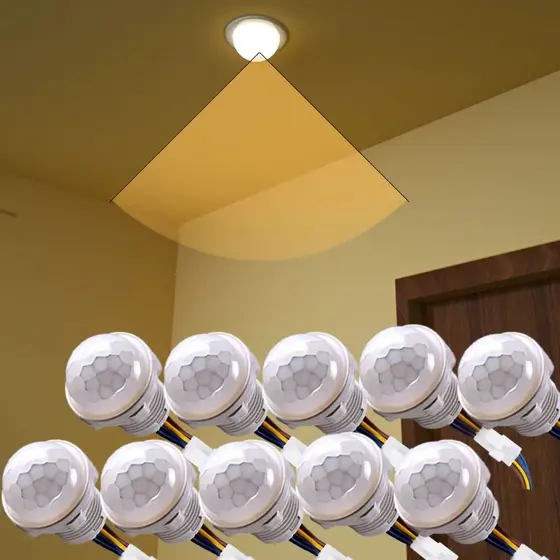 Interruptor Do Sensor De Movimento PIR AC 110-240V Detecção Infravermelha Mini Luz Noturna