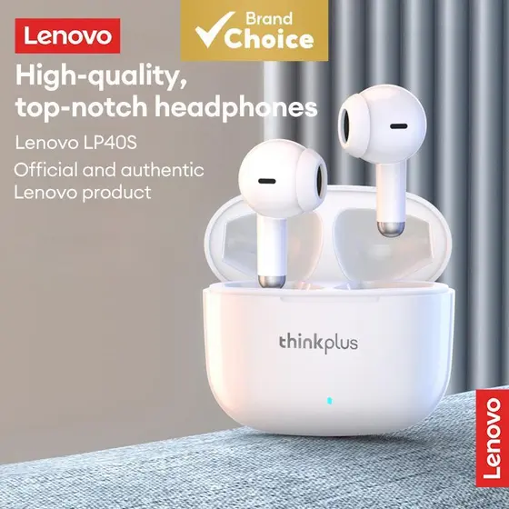 Fones de Ouvido Lenovo LP40 Pro - Fones Bluetooth Premium sem Fio, Bateria de Longa Duração, Microfone Integrado, Fones