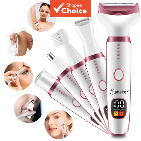 Kit De Depilador Elétrico Multifuncional 5 Em 1 Para Mulheres , Remoção De Pelos À Prova D'água Com Acessório Aparador D