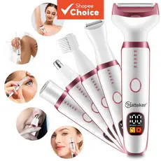 Kit De Depilador Elétrico Multifuncional 5 Em 1 Para Mulheres , Remoção De Pelos À Prova D'água Com Acessório Aparador D
