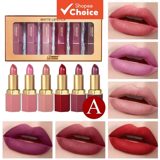 Escolha o Conjunto de Batom Velvet Matte 6 Peças Rasme, Duradouro, Fácil de Aplicar e Hidratante para os Lábios