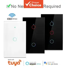 Interruptor Inteligente WiFi Touch Switch Sem Necessidade De Fio Neutro Home 1/2/3 Gang Light 100-240V Funciona Com Alex