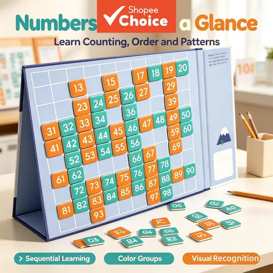 Quadro de Números Magnético Montessori - Livro de Atividades de Contagem e Operações Matemáticas, Quebra-Cabeça Lógico