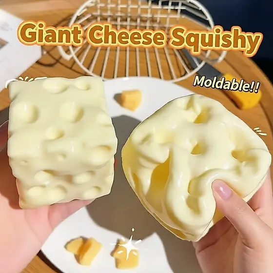 Brinquedo Squishy Fofo de Queijo, Alívio do Estresse Sensorial de Outono para Crianças