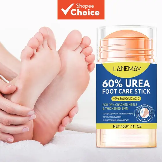 Bastão de Cuidado para Pés com 60% de Uréia e 2% de Ácido Salicílico | Reparo Intensivo para Mãos e Pés Muito Secos e