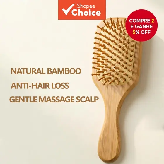 Almofada De Ar De Bambu Massagem Escova De Cabelo Antiestática Cuidados Com O Couro Cabeludo Para Todos Os Cabelos Uso D