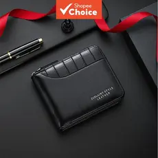 Carteira Curta Masculina Negócios Moda Retalhos Couro Bifold Casual Titular Do Cartão Bolsa De Moedas