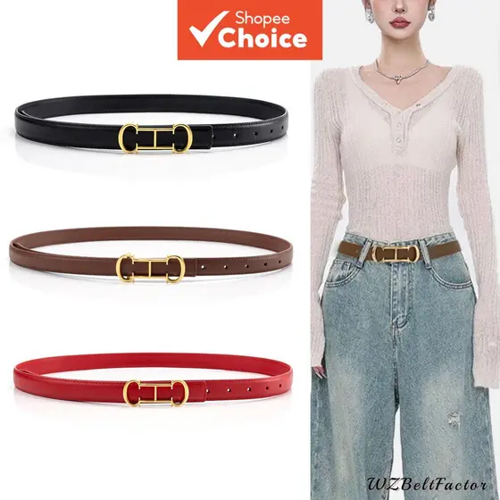 Cinto Feminino Elegante De Couro Skinny Preto Para Vestido Jeans Calças Acessórios De Moda