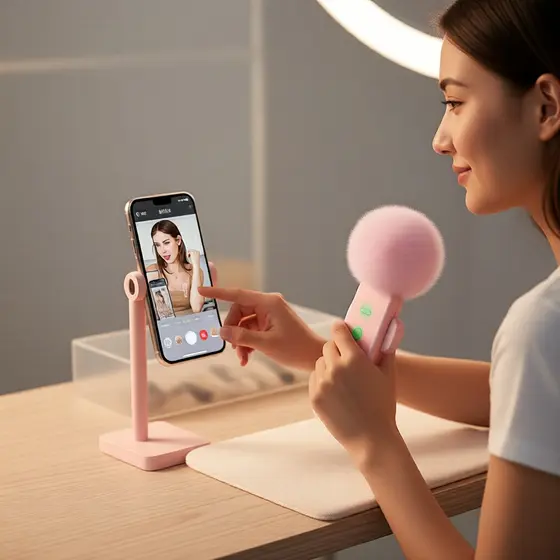 Microfone de lapela compacto com cancelamento de ruído rosa, sem fio, ideal para TikTok e vídeos curtos, perfeito para