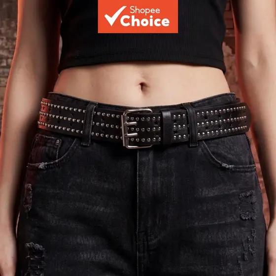 Cinto Feminino Estrela Oca Fivela Dupla de Pino Y2K Punk para Jeans Unissex