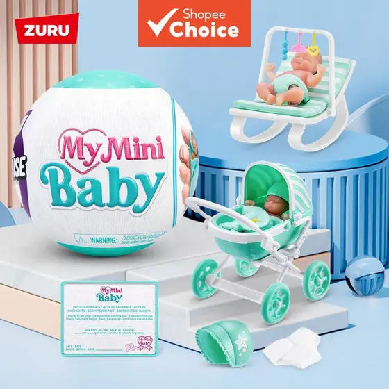 ZURU My Mini Baby Kit de Boneca Surpresa | Carrinho de Bebê Multicolorido com Bolinhas + Manta de Unicórnio +
