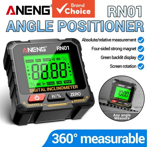 ANENG One Set RN01 Transferidor Digital Inteligente , Mini Inclinômetro De Medidor De Ângulo De 360 Graus Com Base Magné