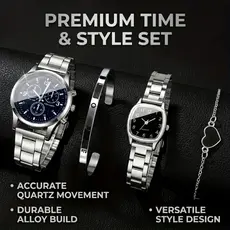 Moda Casal Relógios Pulseiras Conjunto Masculino Relógio De Negócios Casual Mostrador Árabe Feminino Pulso De Quartzo Pr