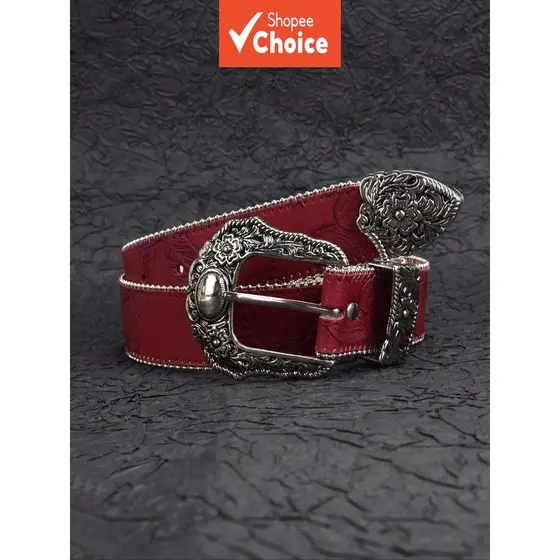 Cinto feminino vermelho, cintos boho, cinto western, retrô com estampa, cowgirl, grosso, western
