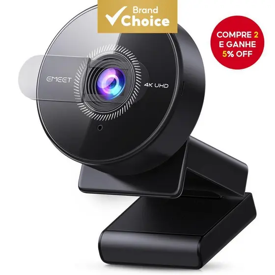 Câmera Web 4K EMEET C950 com Microfone para PC, 70° de Visão para Reuniões/Aulas Online/Zoom