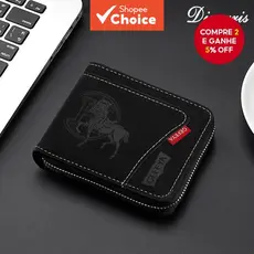 Carteira Bifold Masculina Corrente Estilo Retro Bolso Para Moedas Com Zíper Horizontal