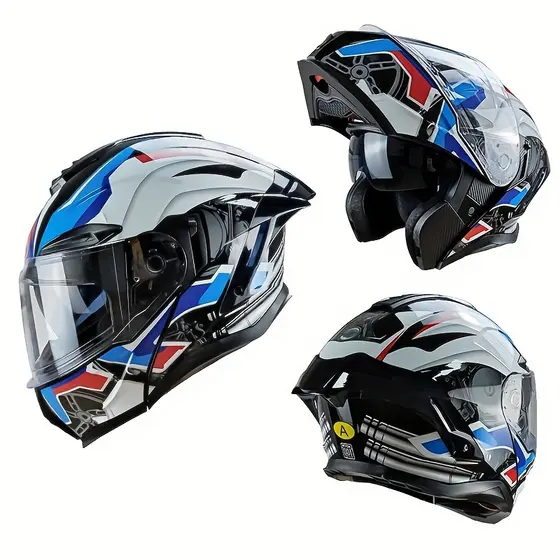 Capacete Modular Flip Up Com Viseira Dupla , Equipamento De Proteção Para Scooter Facial Completo Certificação DOT