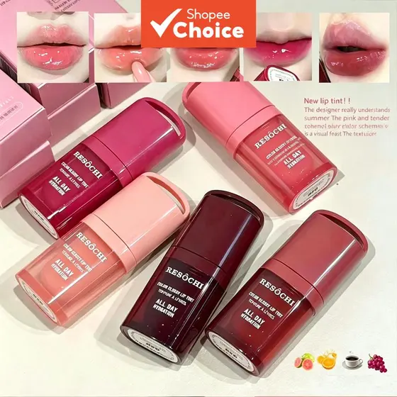 RESOCHI 3 unidades Batom Brilho Labial Rosa Enevoado Tons de Brasa, Acabamento Luminoso, Leve, Hidratante de Longa