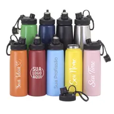 Garrafa Inox Squeeze Personalizada C/ Seu Nome Logo 900ml