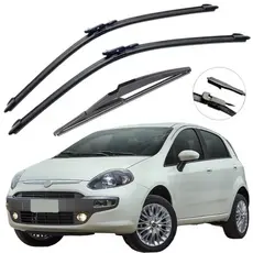 Kit Palhetas Limpador Parabrisa Chuva Silicone Para Fiat Punto 2008 À 2017 Soft Flex