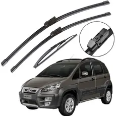 Kit Palhetas Limpador Para-brisa Chuva Silicone Para Fiat Idea 2005 a 2016 Soft Flex
