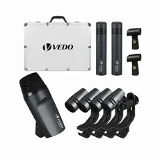 Kit De 7 Microfones Dinâmicos Com Fio Para Bateria - Microfones para Bumbo, Tom/Caixa e Pratos
