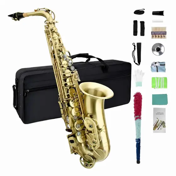 Saxofone Alto em Mib (Eb), Acabamento em Laca Dourada, Saxofone Para Iniciantes, Estudantes, Profissional Orquestra