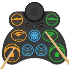 Conjunto de Pad de Bateria Eletrônica Portátil com Alto-Falantes Duplos – Kit de Bateria Elétrica de Treino com 9 Pads