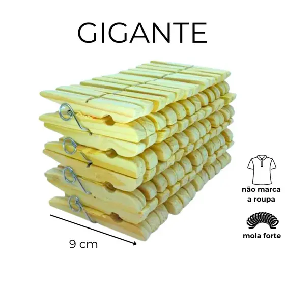 Prendedor de Roupa Madeira 72 Un Gigante Barato