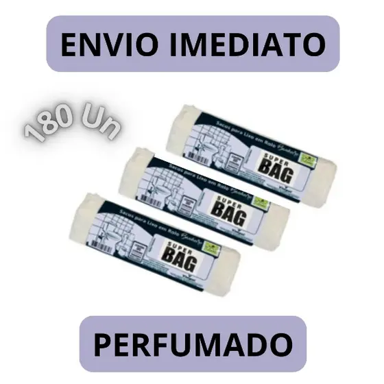 Kit 6 Saco de Lixo pra Banheiro 180 Un Perfumado Essência de Limão Anti Odor Branco