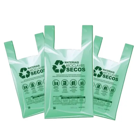 Kit 500 Sacola Plástica Biodegradável Reciclada 48x55