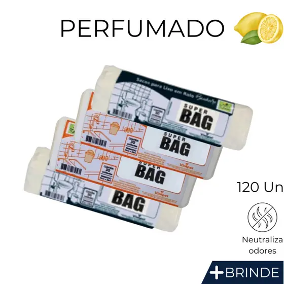 Kit 4 Saco De Lixo 120 Un Para Banheiro e Pia Perfumado 10 Litros
